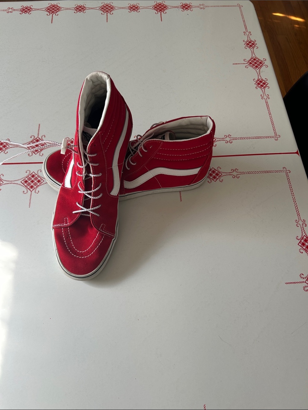 Vans Red High-Top Sneakers with White Side Stripe